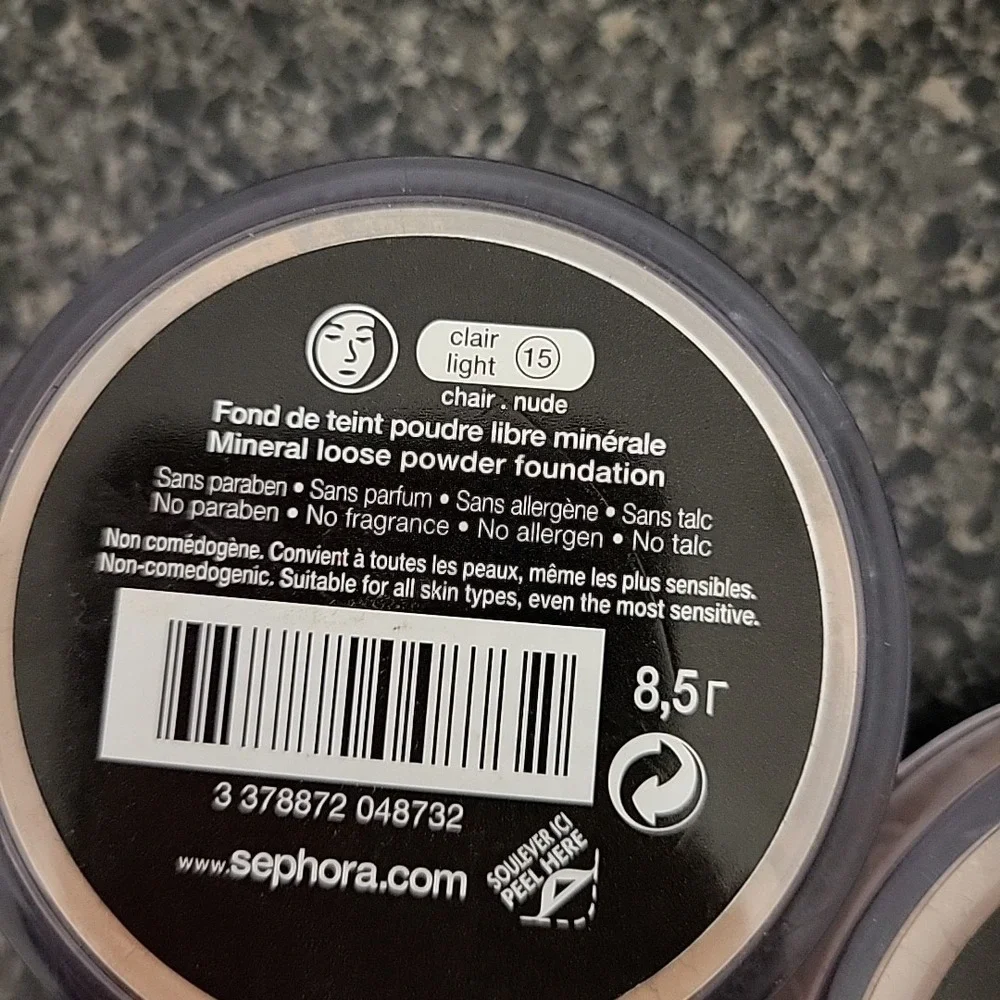 TWO NEW Sephora Mineral Loose Powder Foundation Light 15 NUDE 0.3oz SEALED